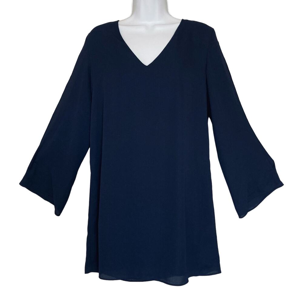 Three Eighty Two V Neck Bell Sleeve Party Loose Shift Mini Dress Size Small NWT